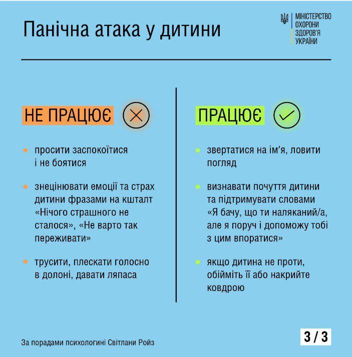 Панічна атака у дитини: як діяти, а чого не варто робити (інформація від  МОЗ)