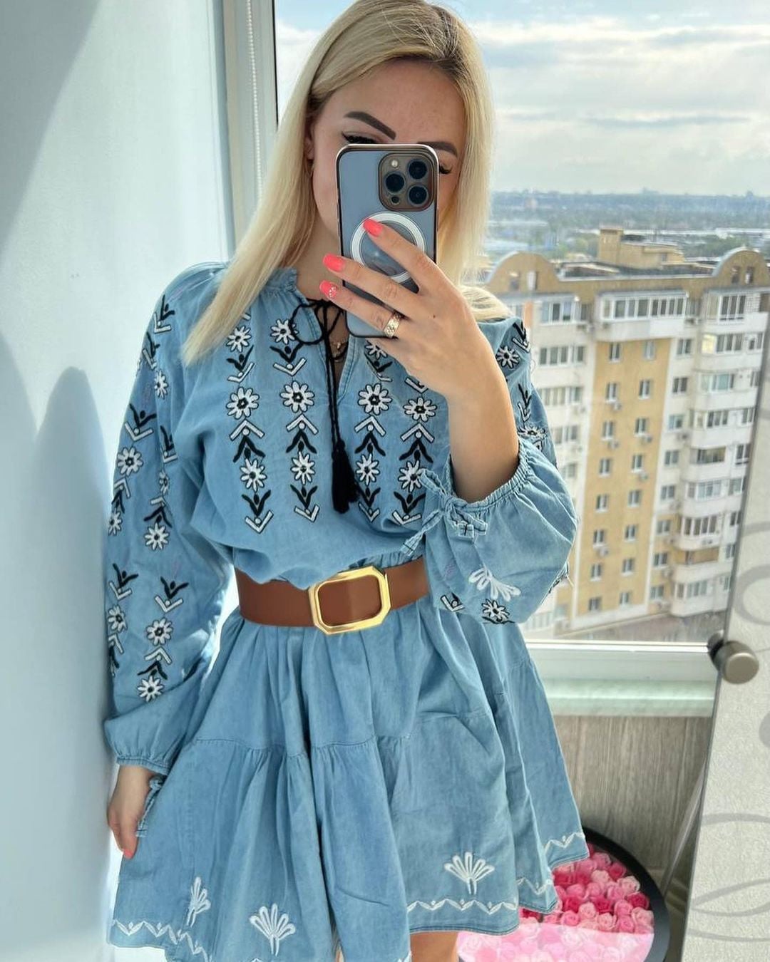 Блакитна сукня-вишиванка - 1+1