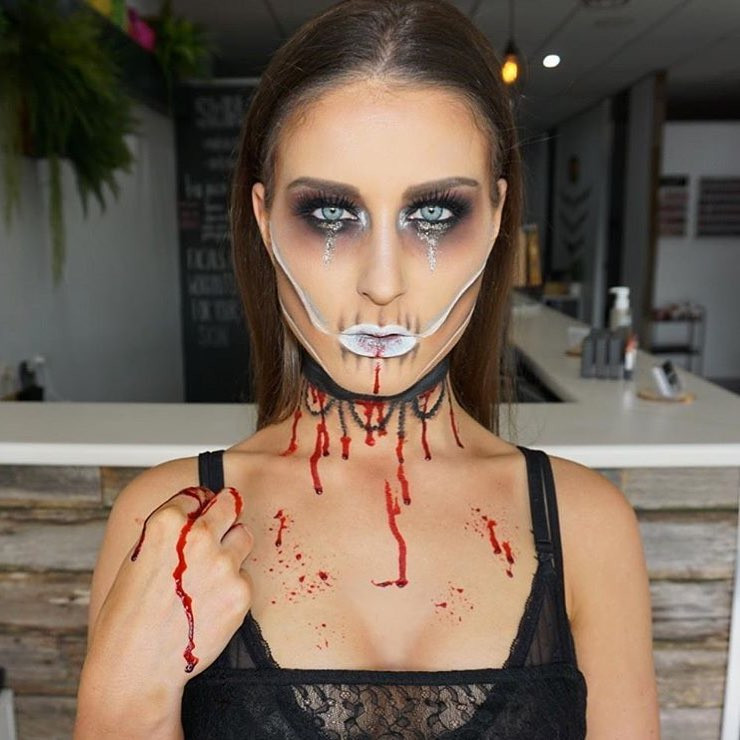 Макіяж на Гелловін скелет - фото