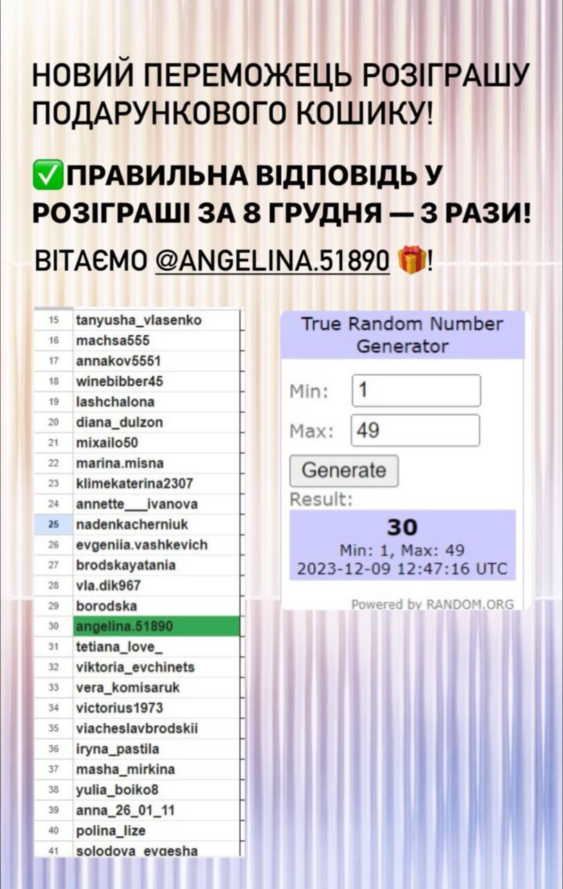 розіграш 9 грудня